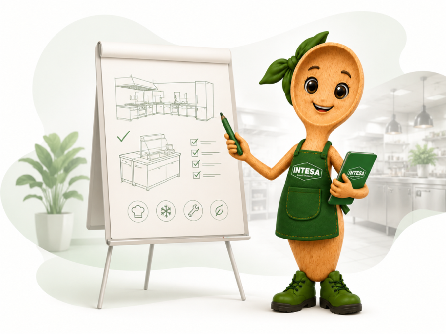 Tesa, la mascotte Intesa, presenta il progetto di una cucina professionale